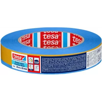 tesa Professional 04470-00001-00 Doppelseitiges PET-Klebeband, 25 m x 25 mm, blaues Trägerpapier