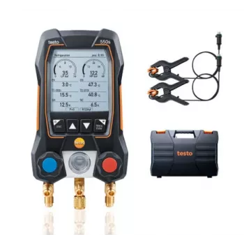 testo 550s Digitales Manifold-Messgerät-Set mit Bluetooth und 2 drahtlosen Klemm-Temperaturfühlern (0564 5501)