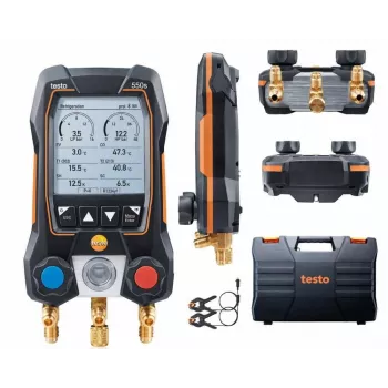 testo 550s Digitales Manifold-Messgerät-Set mit Bluetooth und 2 drahtlosen Klemm-Temperaturfühlern (0564 5501)