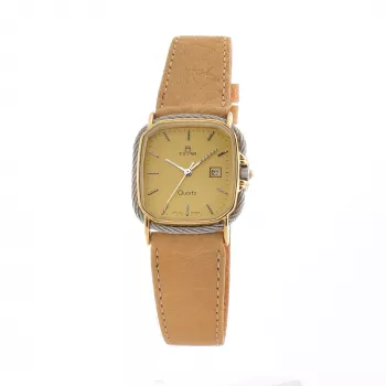 TETRA Damenuhr 125-C (27mm) - Quarz Analog Edelstahlgehäuse Weißes Zifferblatt Lederarmband