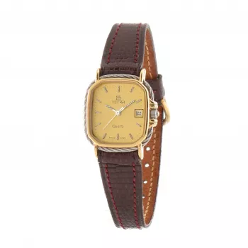 TETRA Damen-Handaufzugsuhr 124-C-GRNT 23mm Edelstahl Grau Veloursleder