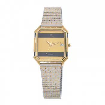 TETRA Damenuhr 1128-A 27mm Edelstahlgehäuse Weißes Zifferblatt Schwarzes Lederarmband Quarz Analog