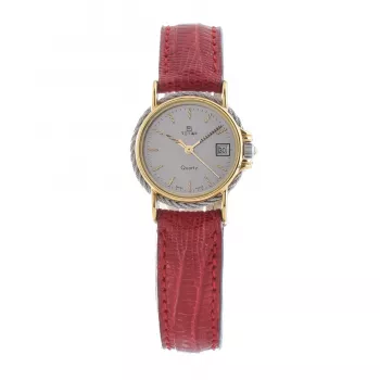 TETRA Damenuhr 114-RC-L (23mm) Handaufzug Mechanisch, Silbernes Zifferblatt, Schwarzes Lederarmband
