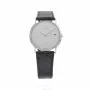 TETRA Damenuhr T-008 30mm Silbernes Zifferblatt Schwarzes Lederarmband Quarz