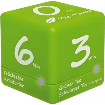 TFA 38.2035.04 Cube Timer Digitaler Tee-Timer - Weiß, Countdown mit 5/10/15/20 Min Voreinstellungen, LCD, Signalton, AAA-Batterie