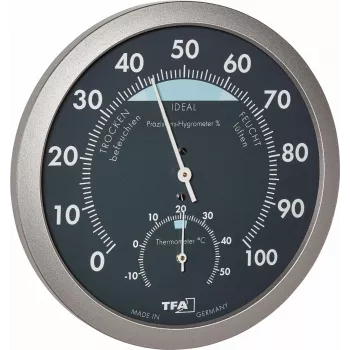 TFA Dostmann 45.2043.51 Analoge Wetterstation mit Barometer, Thermometer und Hygrometer - Weiß/Silber