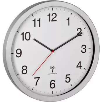TFA Dostmann 60.3545.02 Funk-Wanduhr, Silber, Großes LCD-Display, 400x50x400 mm