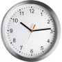 TFA Dostmann 98.1045 Funk-Wanduhr – Silberner Rahmen, Weißes Zifferblatt, 30 cm