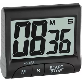 TFA Dostmann Digitaler Küchentimer und Stoppuhr - Schwarz - 99 min - Kunststoff - LCD - Magnetisch (38.2021.01)