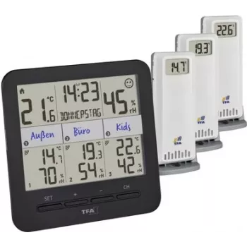 TFA Dostmann KLIMA@HOME 2 kabelloses Thermo-Hygrometer, Schwarz (30.3075.01)