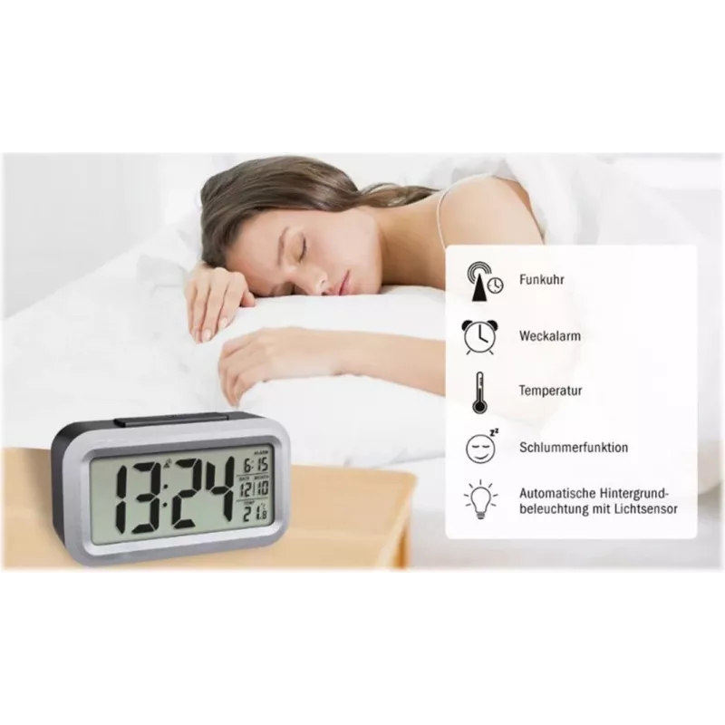 TFA Dostmann Lumio Plus Radio-Wecker Schwarz/Silber
