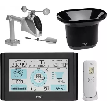 TFA Dostmann WEATHER PRO Funk-Wetterstation mit Wind- und Regenmesser 35.1161.01