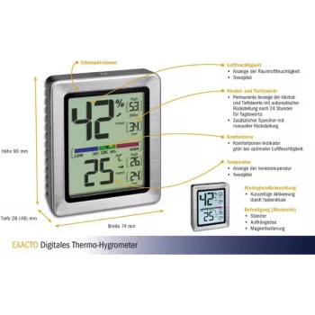 TFA EXACTO Digital-Thermo-Hygrometer Silber (30.5047.54)