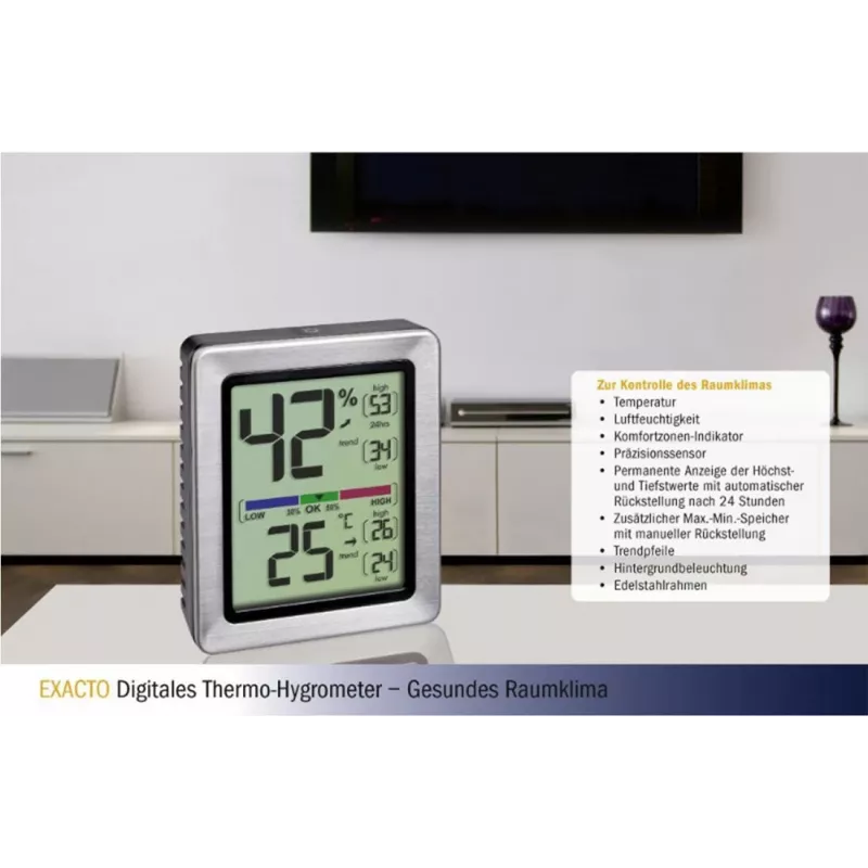 TFA EXACTO Digital-Thermo-Hygrometer Silber (30.5047.54)