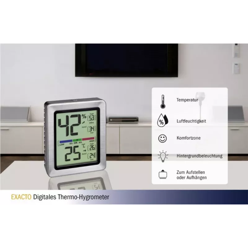 TFA EXACTO Digital-Thermo-Hygrometer Silber (30.5047.54)