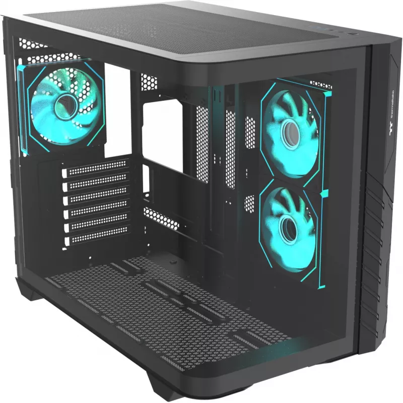 Thermaltake Vision 330 CR ARGB SE Edition Mid Tower Gehäuse, Schwarz, 3x gehärtete Glasscheiben, 3x CT140 ARGB Lüfter