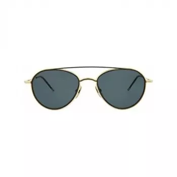 Thom Browne TB109ATGLDBLK Unisex Aviator Sonnenbrille Titanrahmen Dunkelgrüne Gläser 53/20/141 mm