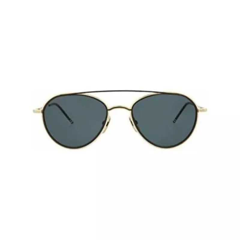 Thom Browne TB109ATGLDBLK Unisex Aviator Sonnenbrille Titanrahmen Dunkelgrüne Gläser 53/20/141 mm
