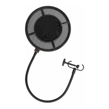 THRONMAX P1 Doppelschicht-Nylon-Mesh-Popfilter mit 350 mm Schwanenhals und Universal-Schraubklemme, Schwarz
