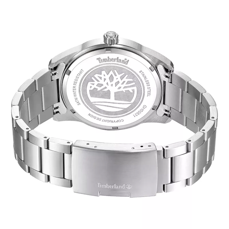 Timberland Henniker II Herren Quarz Analog Armbanduhr 45 mm Edelstahl Blaues Zifferblatt Braunes Leder