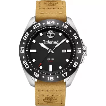 Timberland Herren Henniker II Analog-Quarzuhr 44mm Edelstahlgehäuse braunes Lederarmband TDWGB0029401