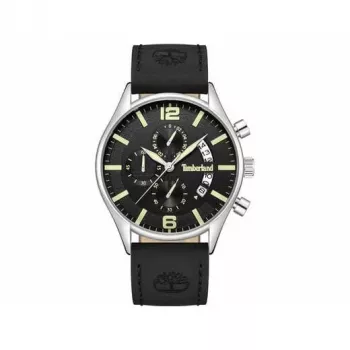 Timberland Herren Quarz Analoguhr TDWGC9001201 43 mm Edelstahlgehäuse Schwarzes Zifferblatt Braunes Lederarmband