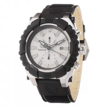 TIMBERLAND Herrenuhr Henniker II 133317JS11NNN 45mm Edelstahlgehäuse Schwarzes Zifferblatt Braunes Lederarmband Quarz