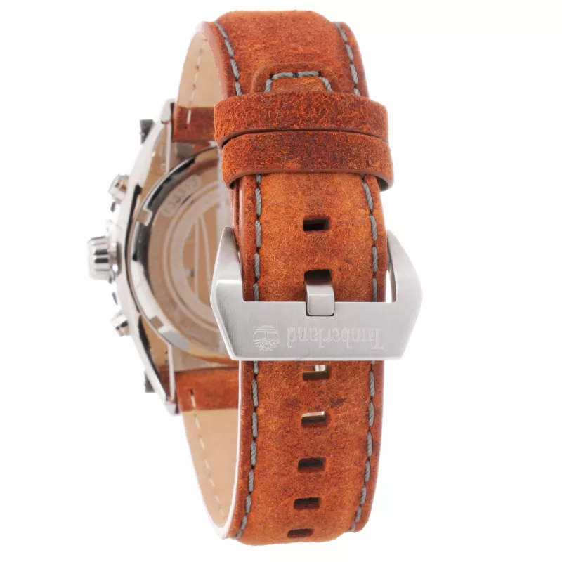 Timberland Herrenuhr TBL1331JS-02C 45mm Edelstahl Quarz Analog Schwarz Zifferblatt Braunes Lederarmband