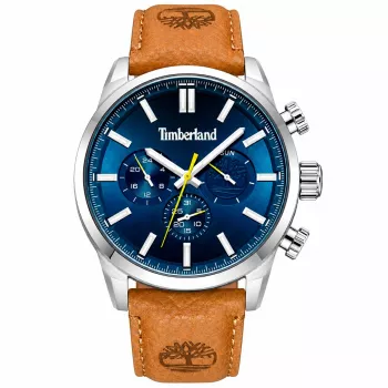 Timberland Herrenuhr TDWGF0028702M (53mm) - Edelstahlgehäuse, braunes Lederarmband, schwarzes Zifferblatt