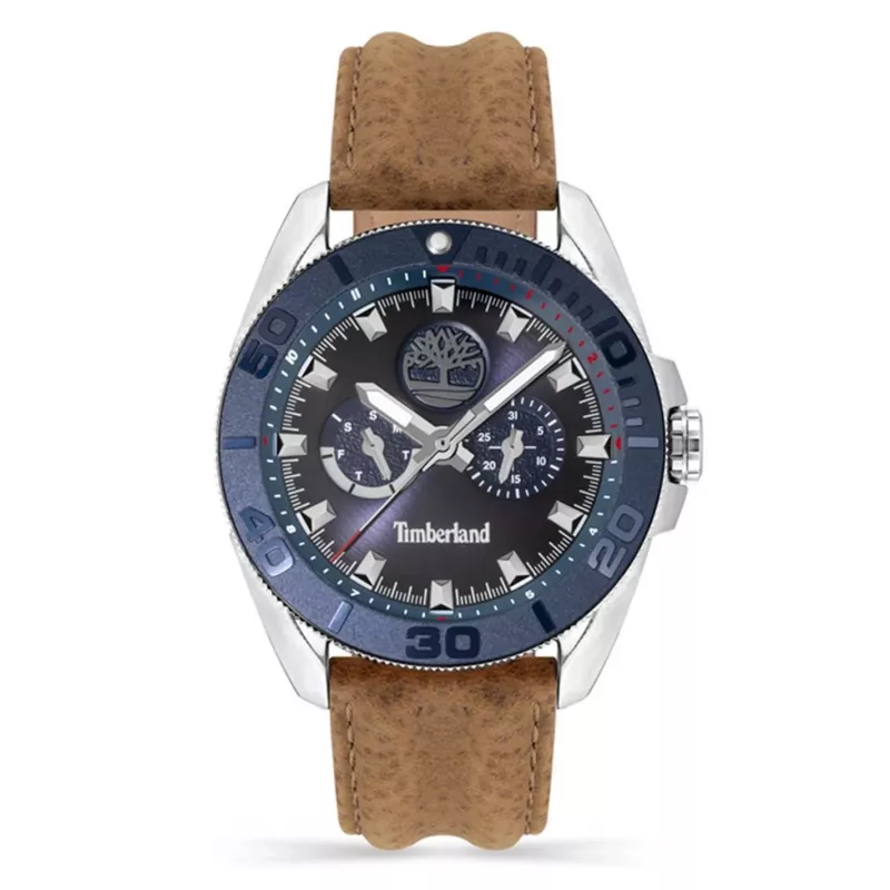 Timberland Herrenuhr TDWGF2200903 45mm Edelstahl braunes Leder