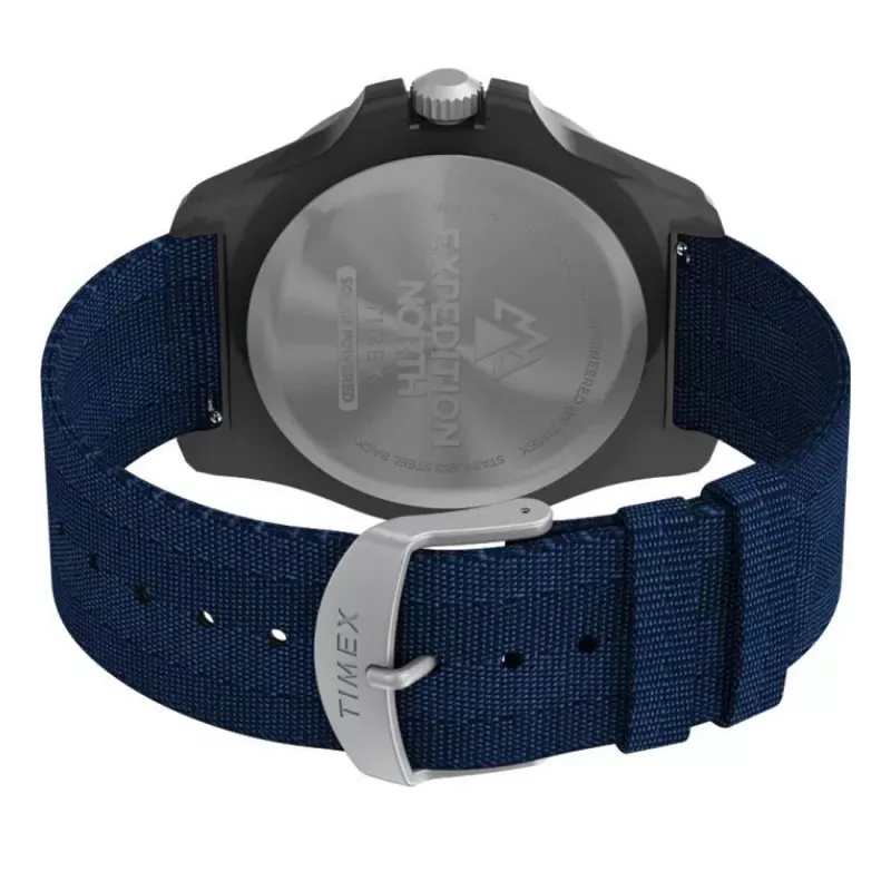 TIMEX Herren Expedition North Field Post Solar Uhr TW2V40300 – 46mm Edelstahl, grünes Zifferblatt, braunes Lederband, Solar-Quarz