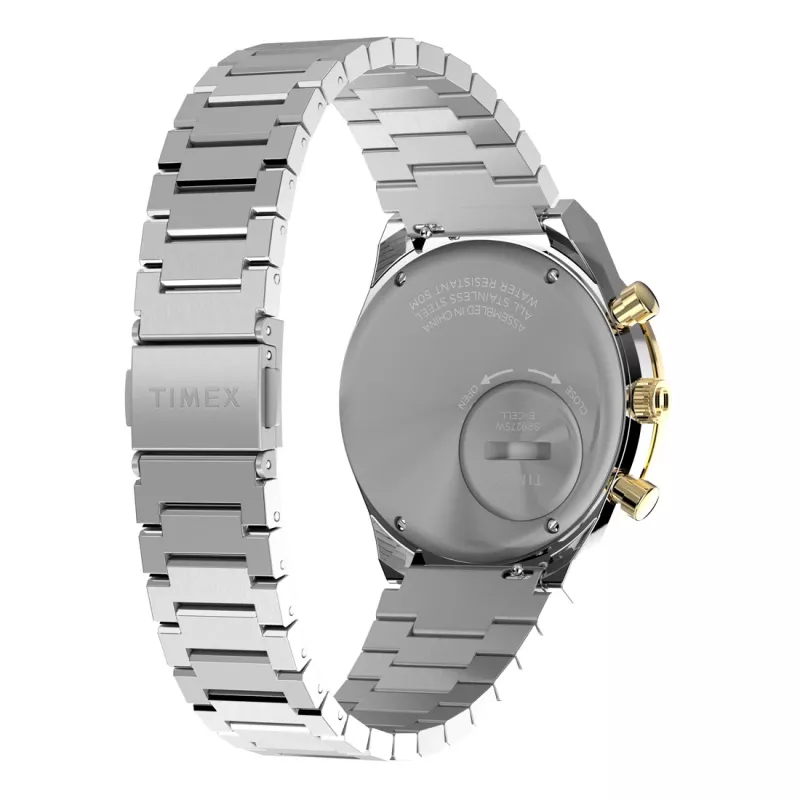 Timex Herren TW2W64200 Quarzuhr mit braunem Lederarmband und schwarzem Zifferblatt, 40mm