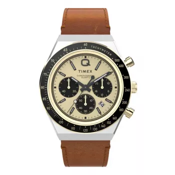 Timex TW2W64400 Herren-Feldarmbanduhr 42mm schwarzes Zifferblatt braunes Lederarmband