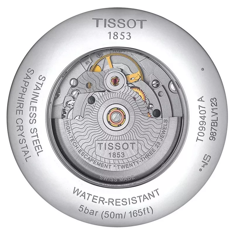 TISSOT T-Classic Chemin des Tourelles Herren-Automatikuhr 42mm silbernes Zifferblatt Edelstahlarmband T099407110370