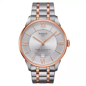 TISSOT T-Classic Chemin des Tourelles Herren Automatikuhr 42mm Edelstahl mit Roségold PVD
