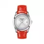 TISSOT T-Classic Couturier Damenuhr T035210160310 32mm Silbernes Zifferblatt Weißes Lederarmband