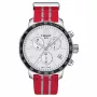 TISSOT T-Sport Chrono XL Classic Herrenuhr 42mm Silbernes Zifferblatt Blaues Textilarmband Swiss-Quarz-Chronograph T09541717037