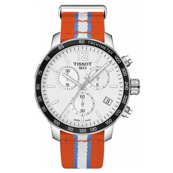TISSOT T-Sport Quickster Herren Swiss-Quarz-Chronograph Uhr 42mm Weißes Zifferblatt Weißes Silikonband T09547170371