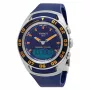 TISSOT T-Touch II Herrenuhr T056420270410 - 45mm Titangehäuse, blaues Kautschukband, Swiss-Quartz-Chronograph mit Höhenmesser, Barometer, Kompass, Thermometer