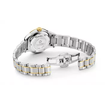 TITONI Airmaster Damenuhr 23733SY-583 29mm Swiss Quarz Edelstahl mit Gelbgold PVD