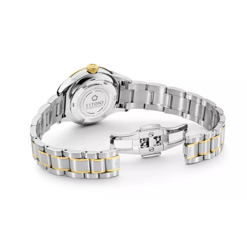TITONI Airmaster Damenuhr 23733SY-583 29mm Swiss Quarz Edelstahl mit Gelbgold PVD