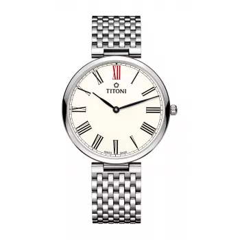 TITONI Airmaster Herrenuhr TQ52718S-608 37mm Edelstahl Silbernes Zifferblatt