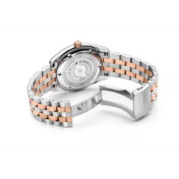 TITONI Herren Automatikuhr 83909SRG-063 38,5mm Roségold PVD Edelstahl Silbernes Zifferblatt Braunes Lederarmband