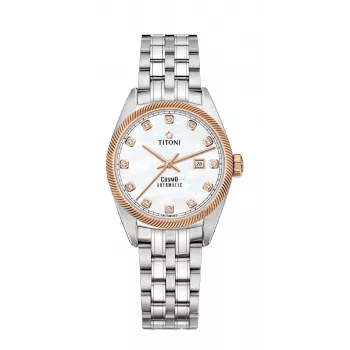 TITONI Damen Automatikuhr 818SRG-622 30mm Edelstahl mit Diamanten