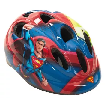 Toimsa Superman Kinderfahrradhelm mit Drehverschluss, CE EN1078, 52-56 cm (Blau/Rot)