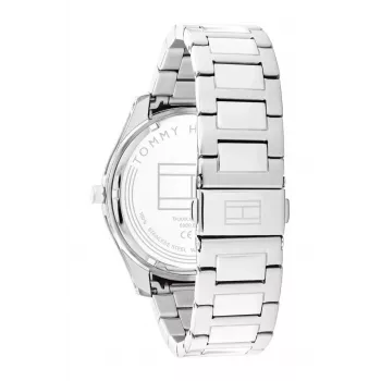Tommy Hilfiger Herren 1710541 Analog Quarzuhr 44mm Edelstahlgehäuse Braunes Lederarmband Blaues Zifferblatt