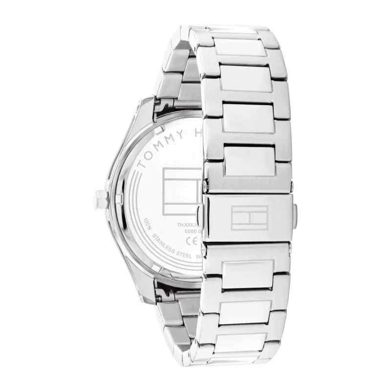 Tommy Hilfiger Herren 1710541 Analog Quarzuhr 44mm Edelstahlgehäuse Braunes Lederarmband Blaues Zifferblatt