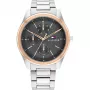 Tommy Hilfiger Herren 1710541 Analog Quarzuhr 44mm Edelstahlgehäuse Braunes Lederarmband Blaues Zifferblatt