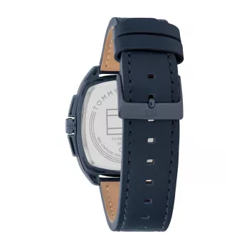 Tommy Hilfiger Herren 1710558 Analog Quarzuhr 40 mm Blaues Zifferblatt Braunes Leder