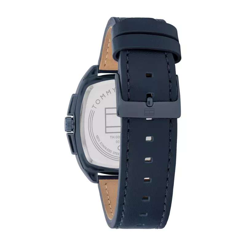 Tommy Hilfiger Herren 1710558 Analog Quarzuhr 40 mm Blaues Zifferblatt Braunes Leder